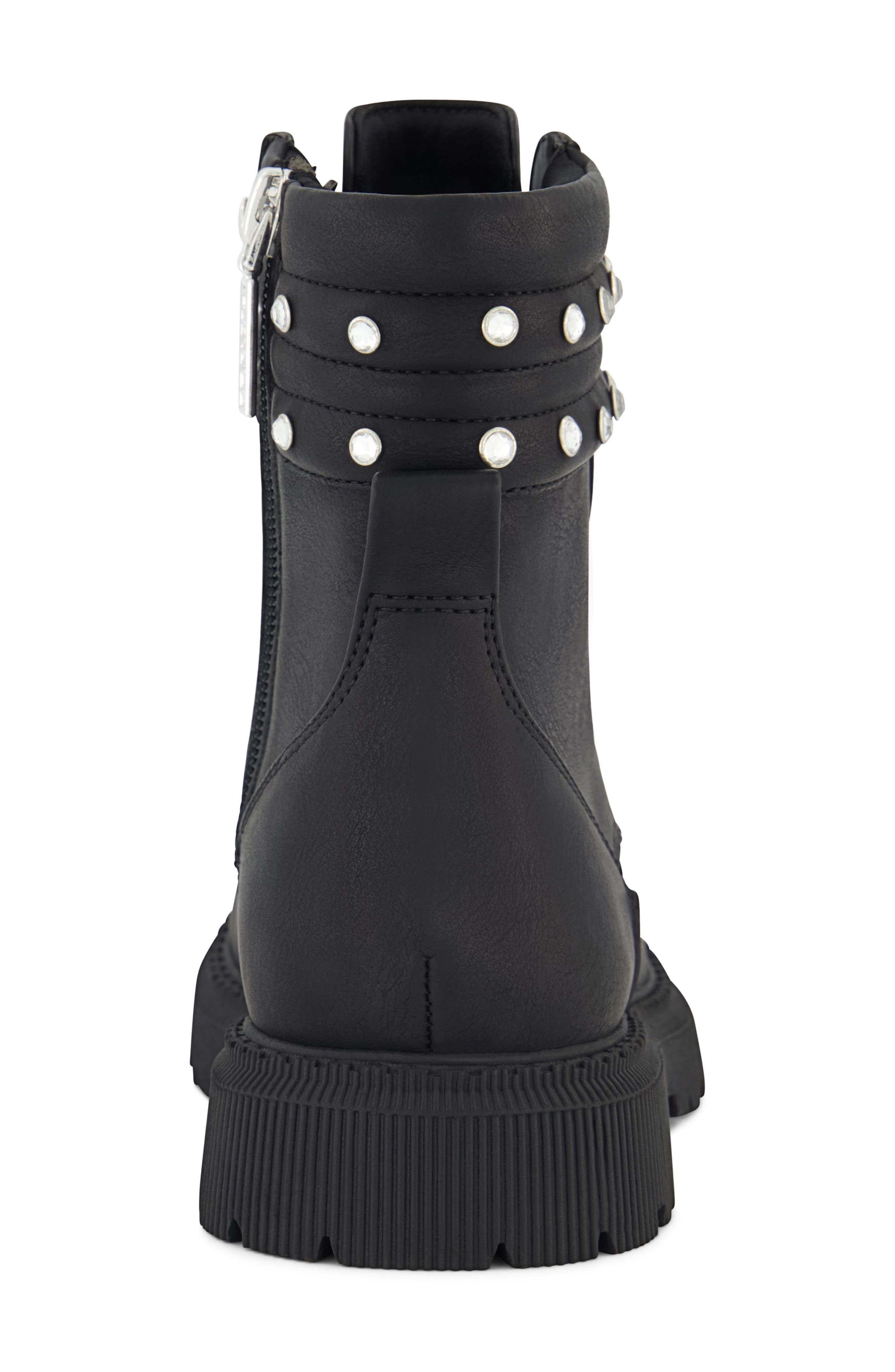 DKNY Kids' Ava Embellished Lug Sole Boot, Alternate, color, Black