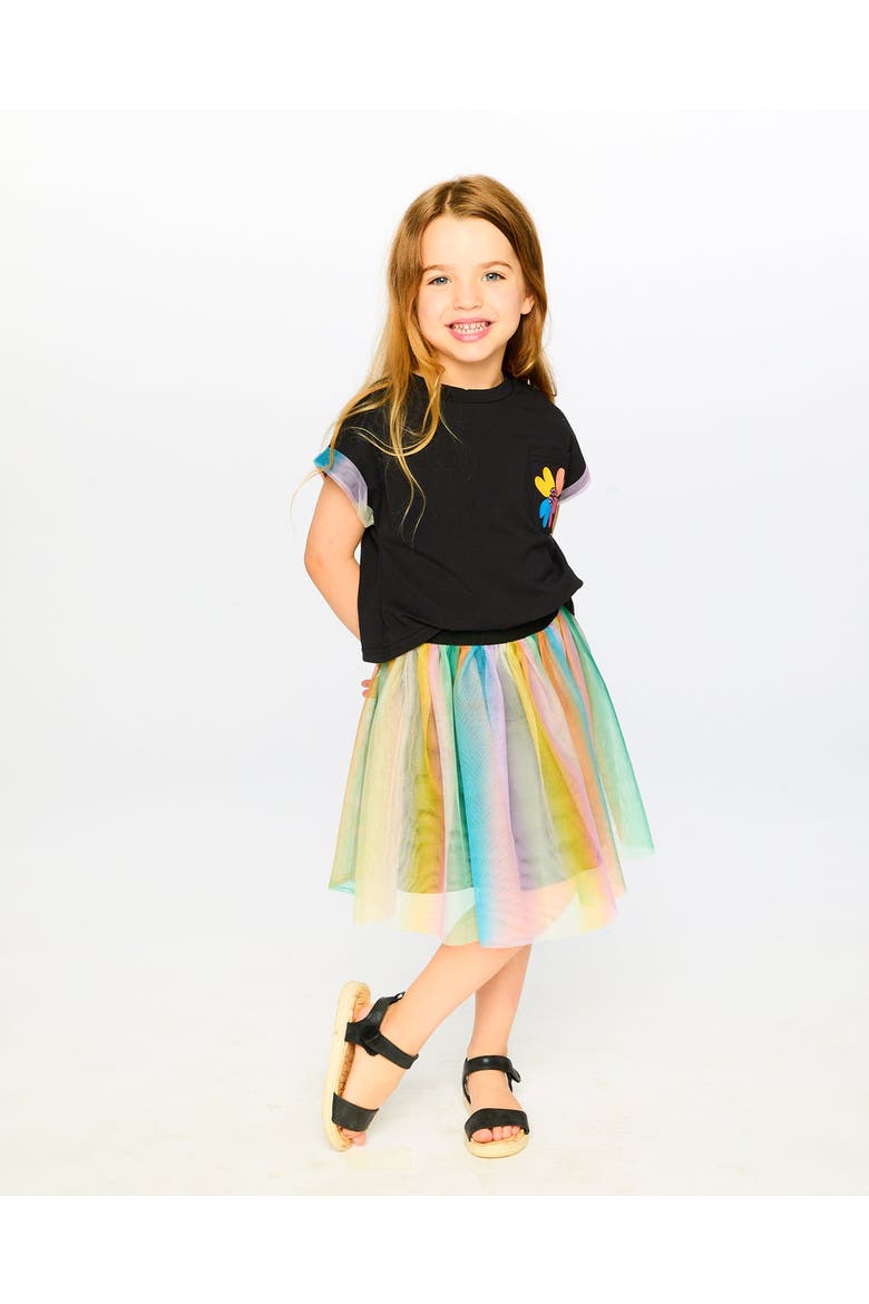 Organic Cotton and Mesh Short Sleeve Dress, Alternate, color, Black