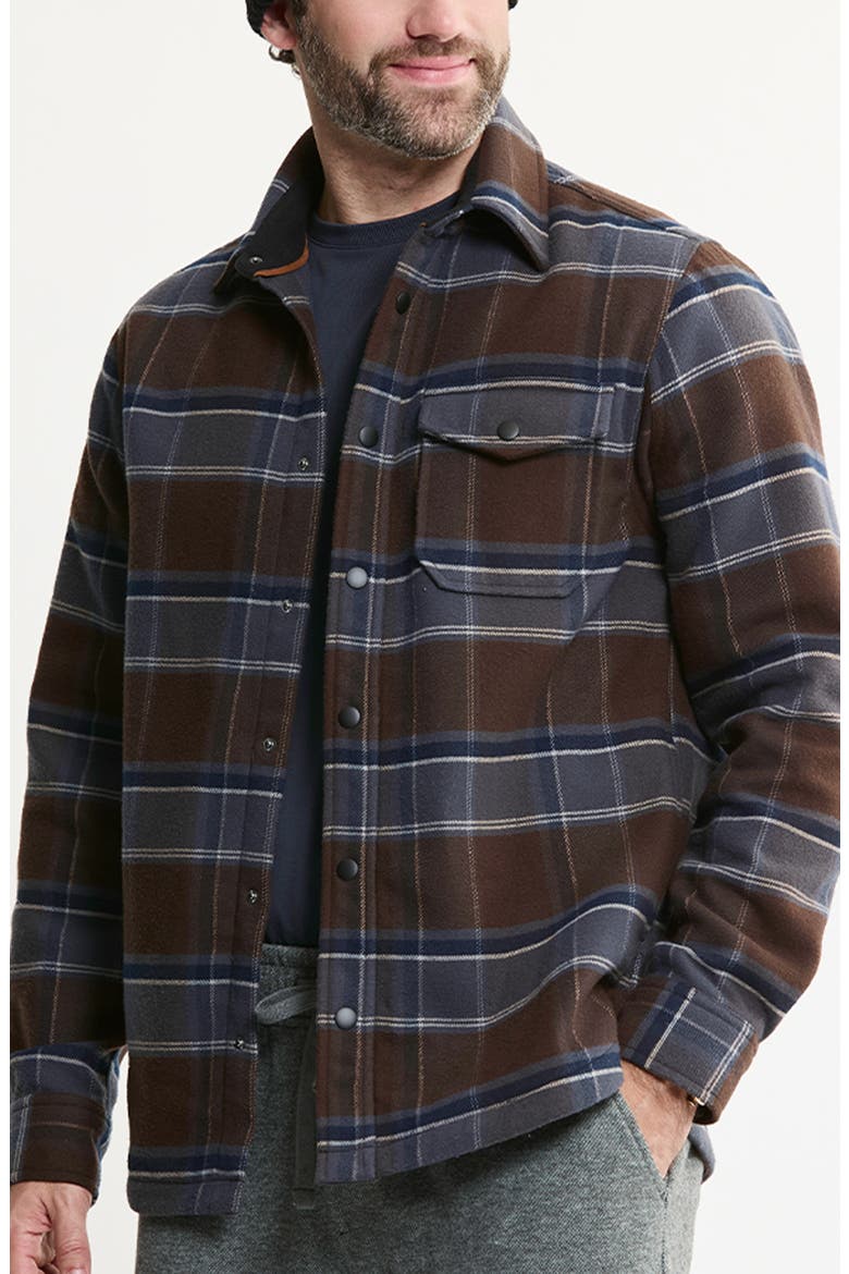 Doubleface Fleece Shirt Jacket, Main, color, CHESTNUT NAVY PLAID