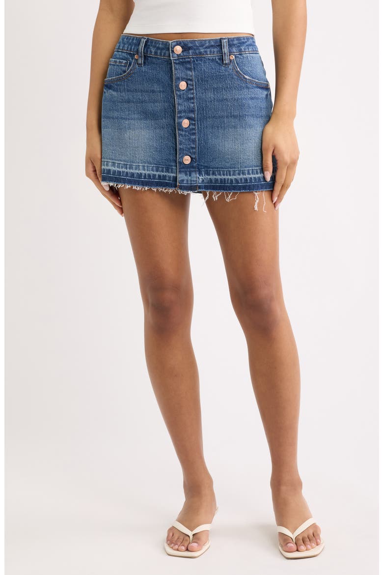 Button Front Denim Miniskirt, Main, color, VINTAGE WASH