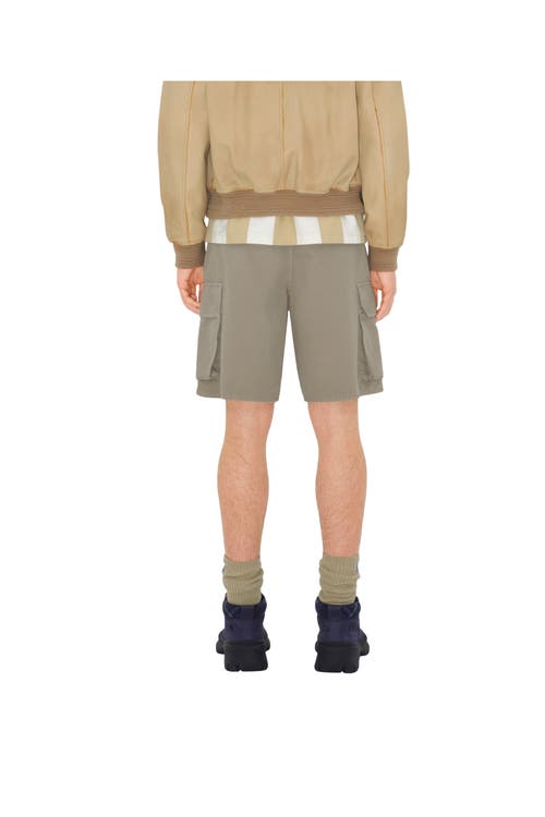 Burberry Beige Cargo Shorts With Motif In Quill