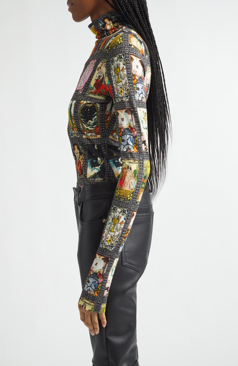 Alice + Olivia Delaina Enchanted Tarot Mock Neck Jersey Top, Alternate, color, Enchanted Tarot