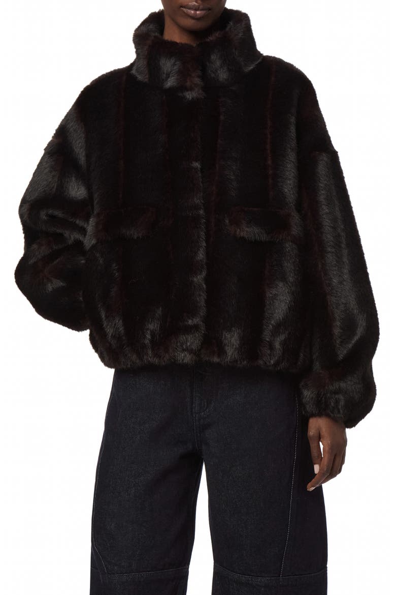 Iris Shaved Faux Mink Bomber Jacket, Main, color, NOIR MULTI