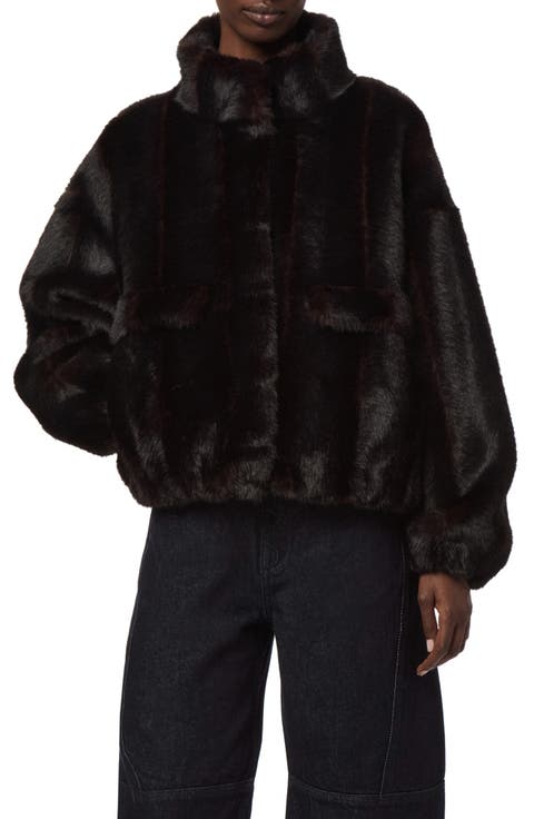 Iris Shaved Faux Mink Bomber Jacket