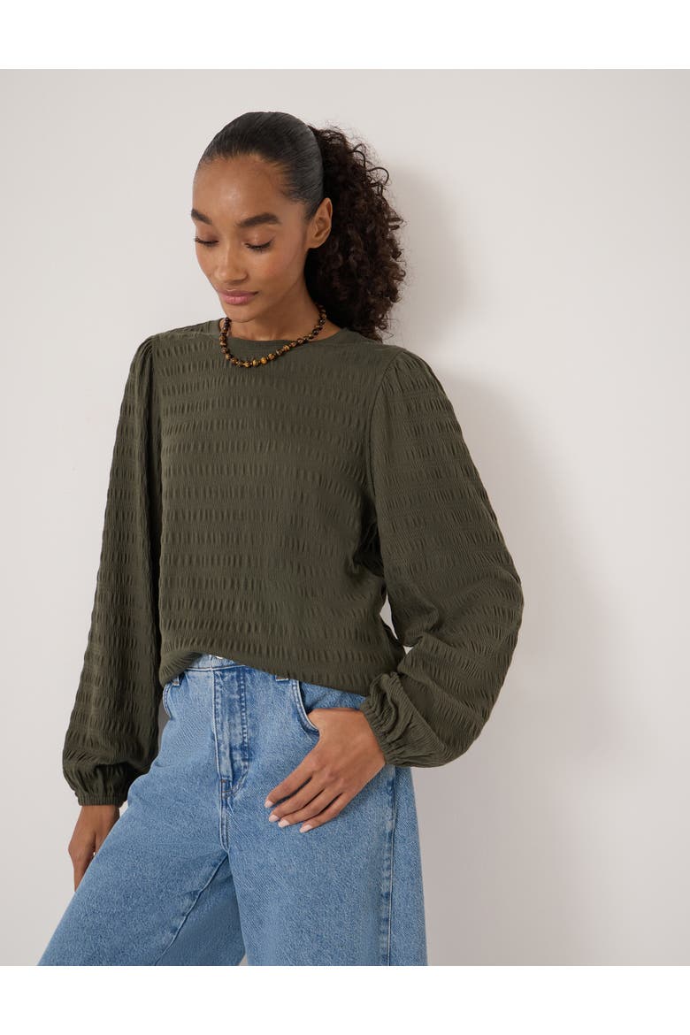 Thalia Seersucker Top, Alternate, color, Dark Khaki Green