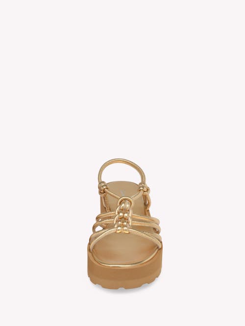 Gianvito Rossi 45 Knotted Metallic Leather Platform Sandals In Metallic Gold Leather