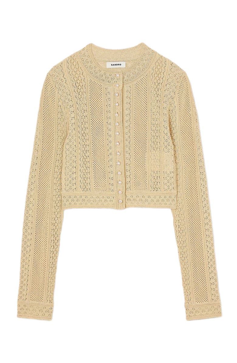 SANDRO Pointelle knit cardigan, Alternate, color, 