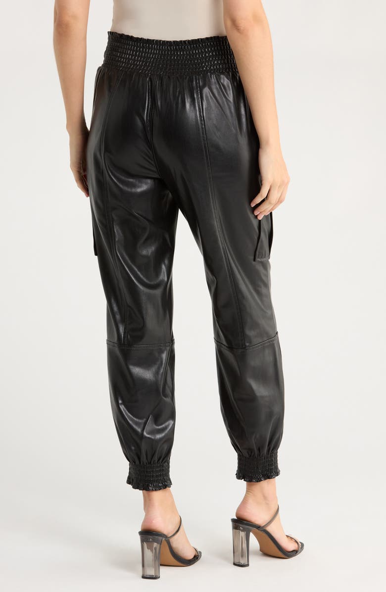 Cinq à Sept Jenning Lite Faux Leather Cargo Pants, Alternate, color, Black