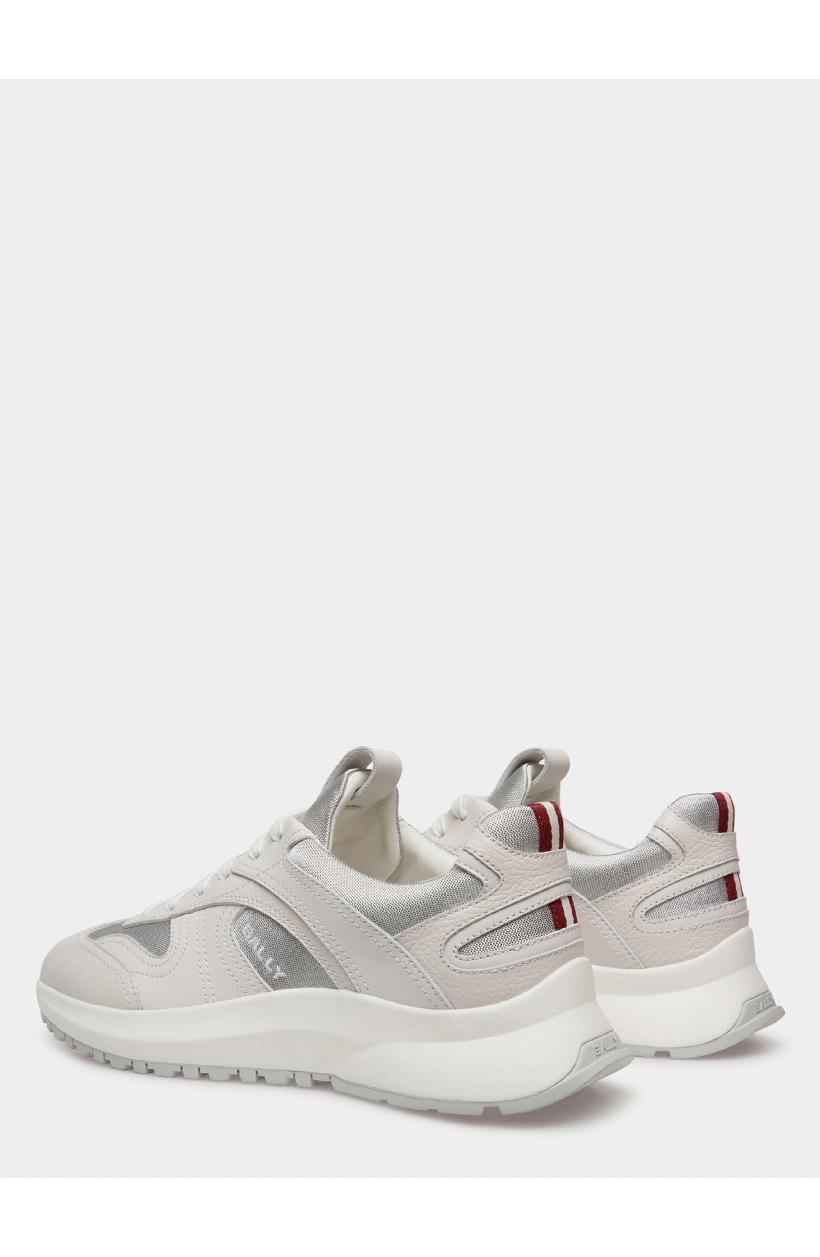 Bally Outline Sneaker In Leather And Nylon, Alternate, color, White