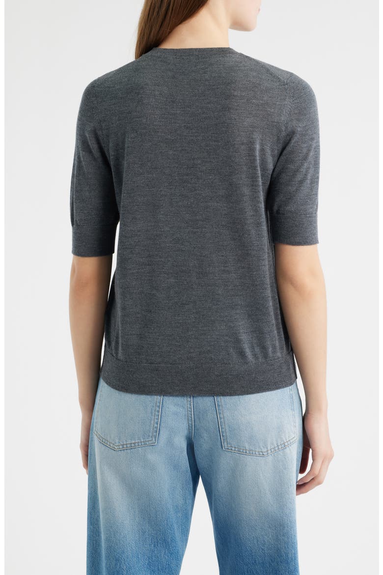 Farbella Short Sleeve Virgin Wool Sweater, Alternate, color, DK GY