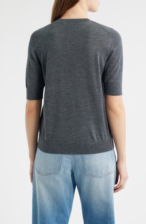 Hugo Boss Boss Farbella Short Sleeve Virgin Wool Sweater In Gray