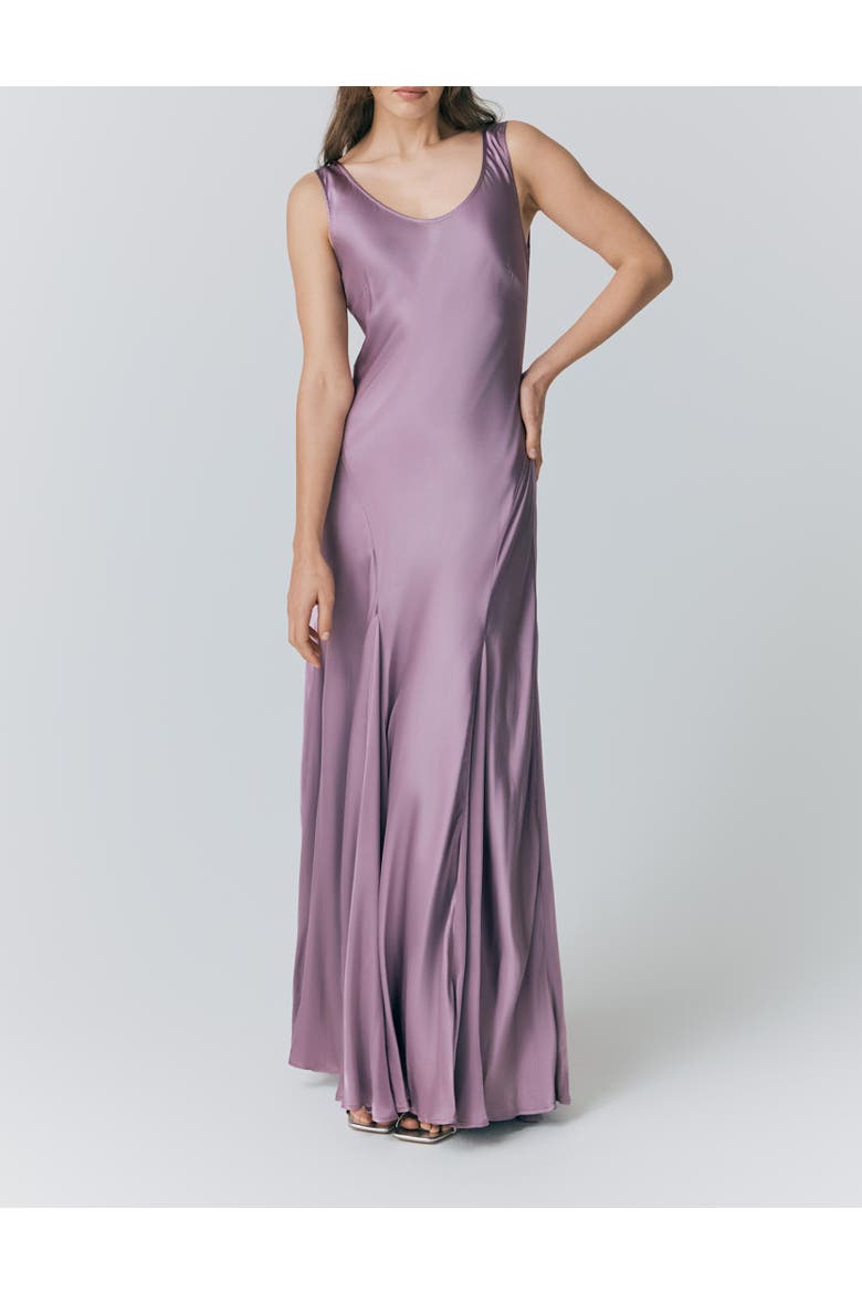Willow Satin Maxi Sip Dress, Alternate, color, Purple