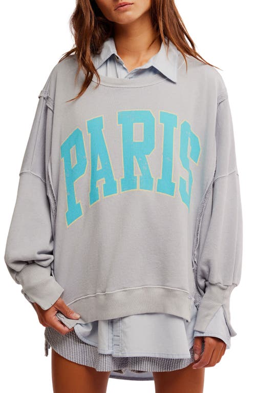 Shop Free People Camden Oversize Graphic Sweatshirt In Stone Combo - Paris
