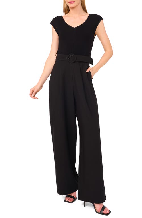 Ted Baker Belted Mixed Media Jumpsuit In Black