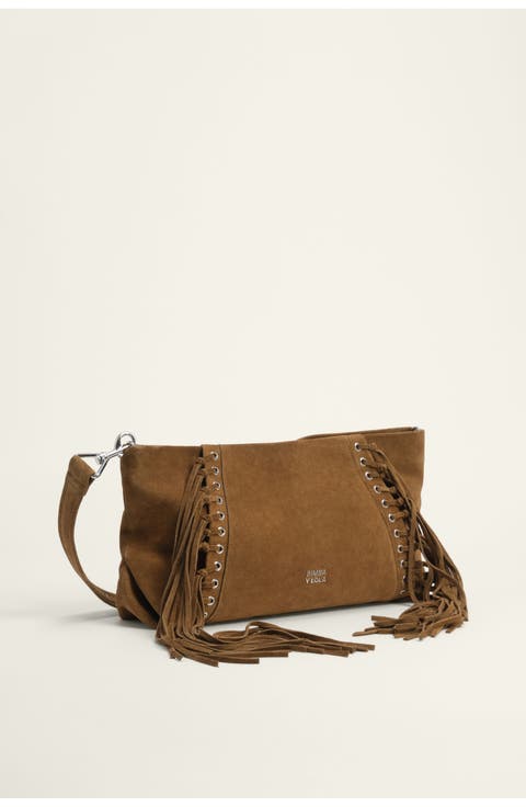 Large Suede Fringed Clutch