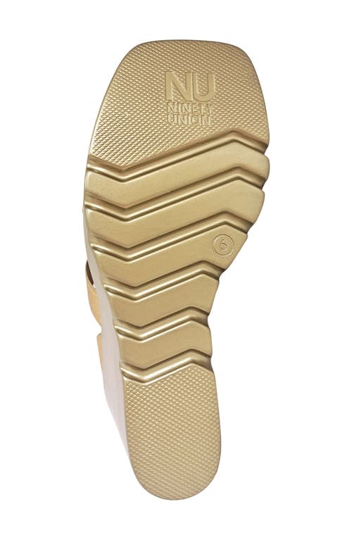 Ninety Union Paige Elastic Strap Wedge Sandal In Gold