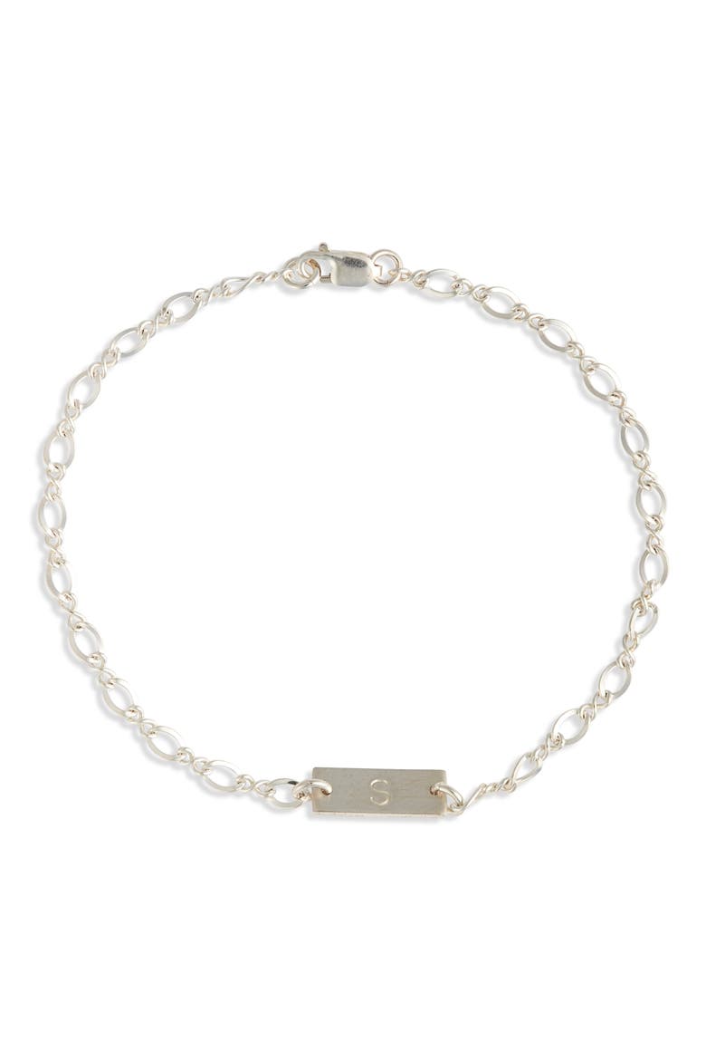 Hadley Initial Bar Bracelet, Main, color, STERLING SILVER - S