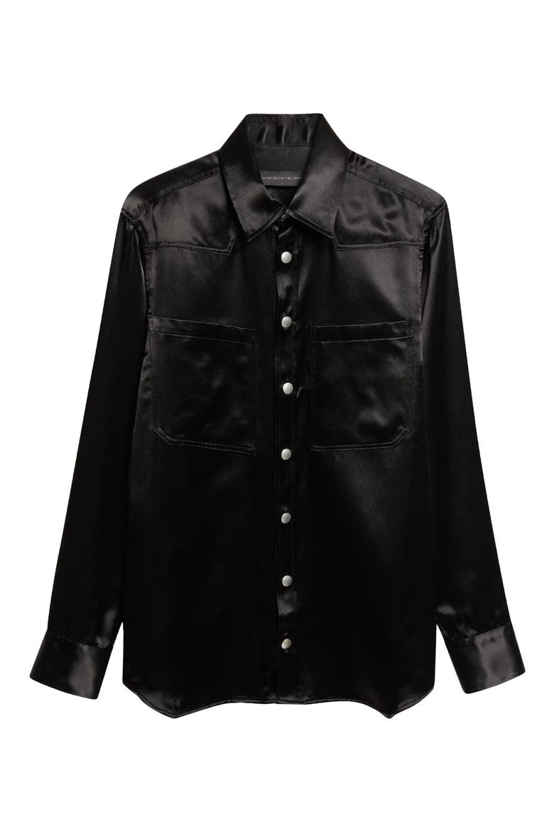 Greg Satin Western Shirt, Alternate, color, BLACK