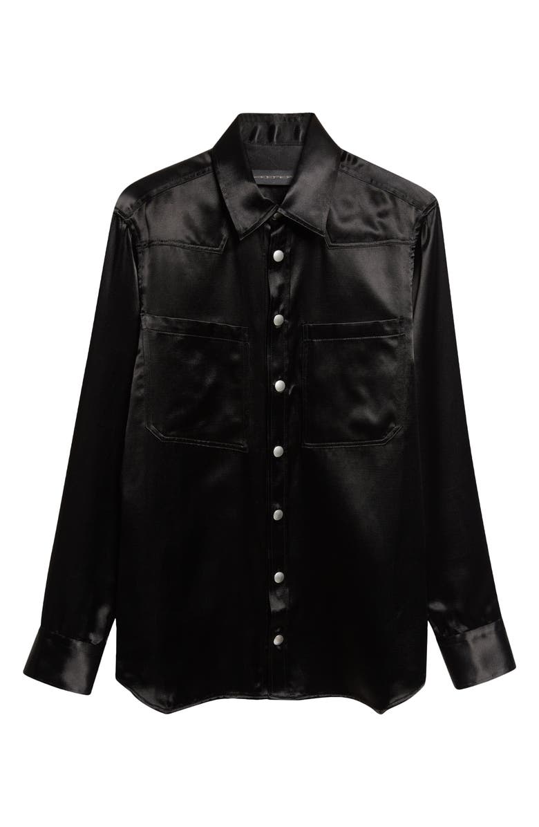JKEEFER Greg Satin Western Shirt, Alternate, color, Black