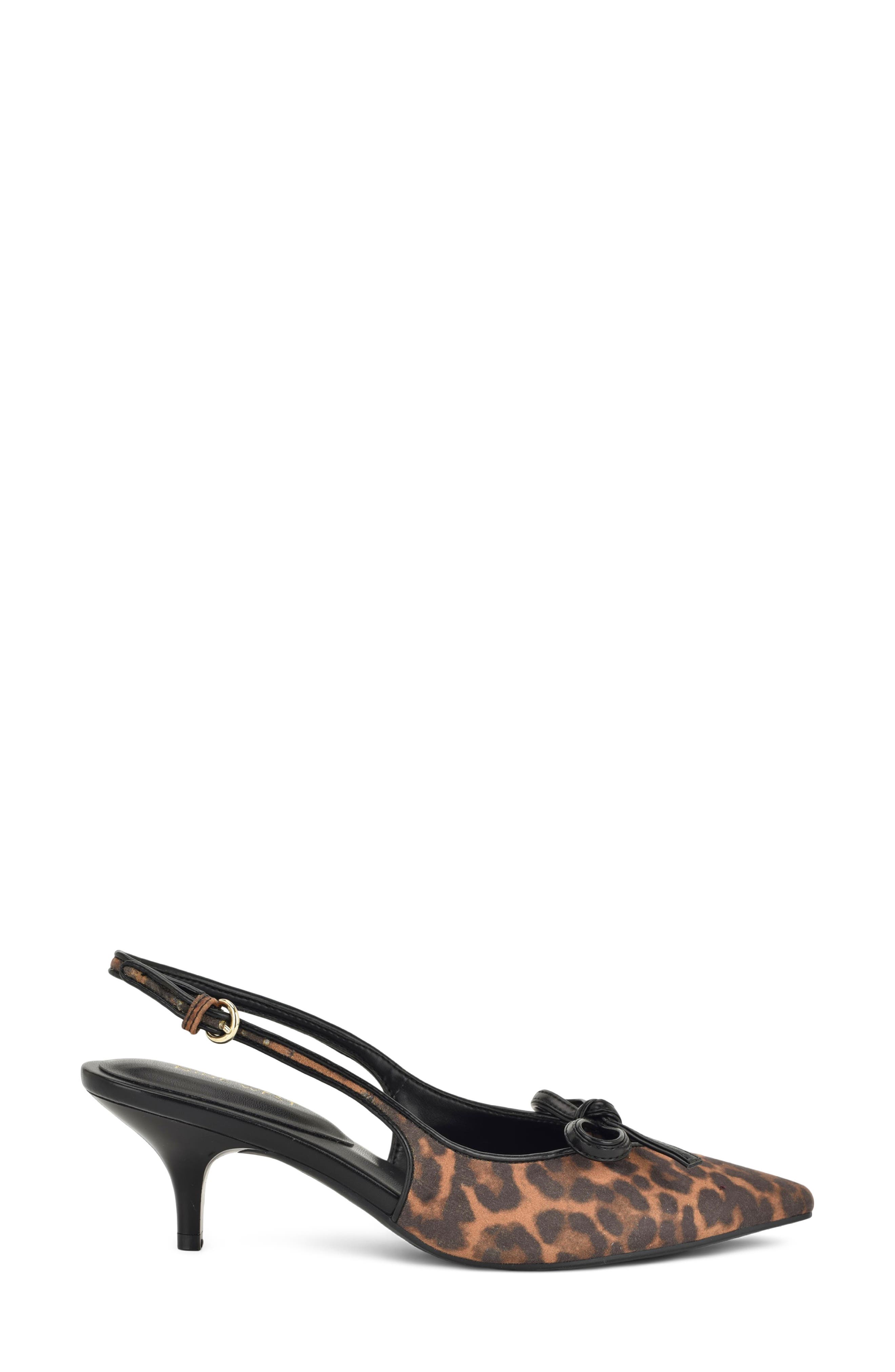 Lavona Bow Slingback Pump, Alternate, color, LEOPARD FAUX SUEDE