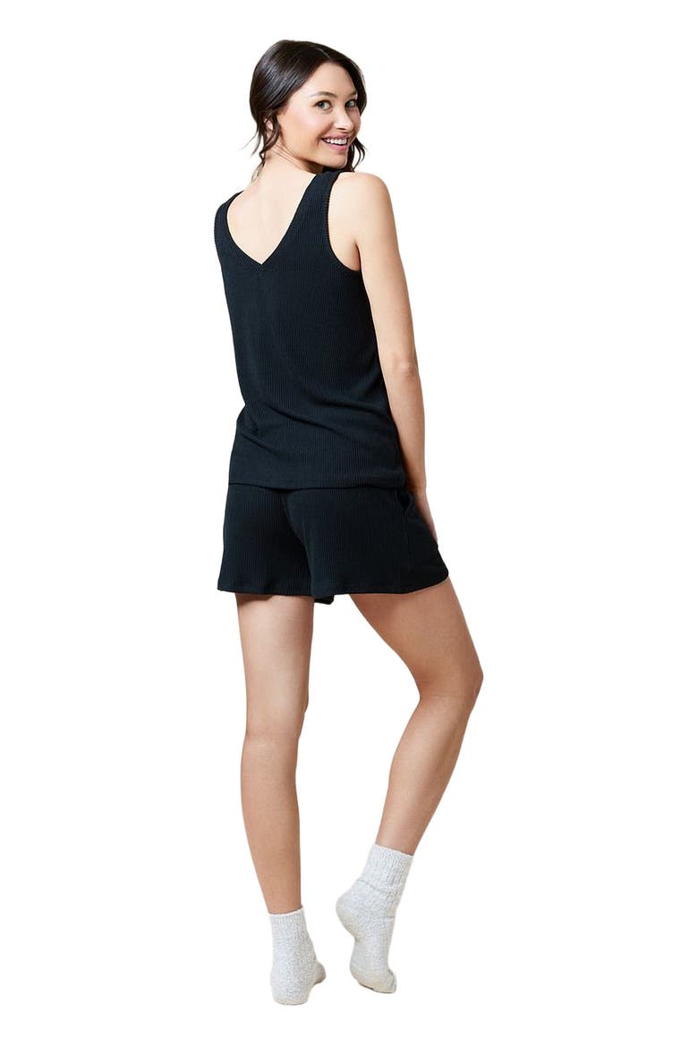 Rib Dream Double V Short Set, Alternate, color, Black