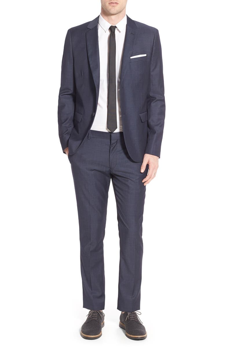 Topman Dark Blue Suit Jacket, Alternate, color,