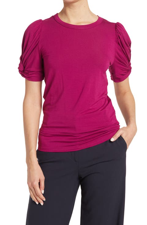 Solid Scrunched Sleeve Top