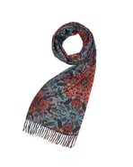 Fable England Folksy Fox Teal Scarf with Tassels