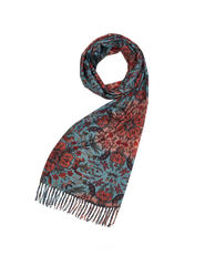 Fable England Folksy Fox Teal Scarf with Tassels