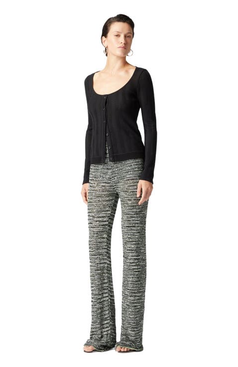 Tone-on-tone Cotton And Zigzag Viscose Cardigan