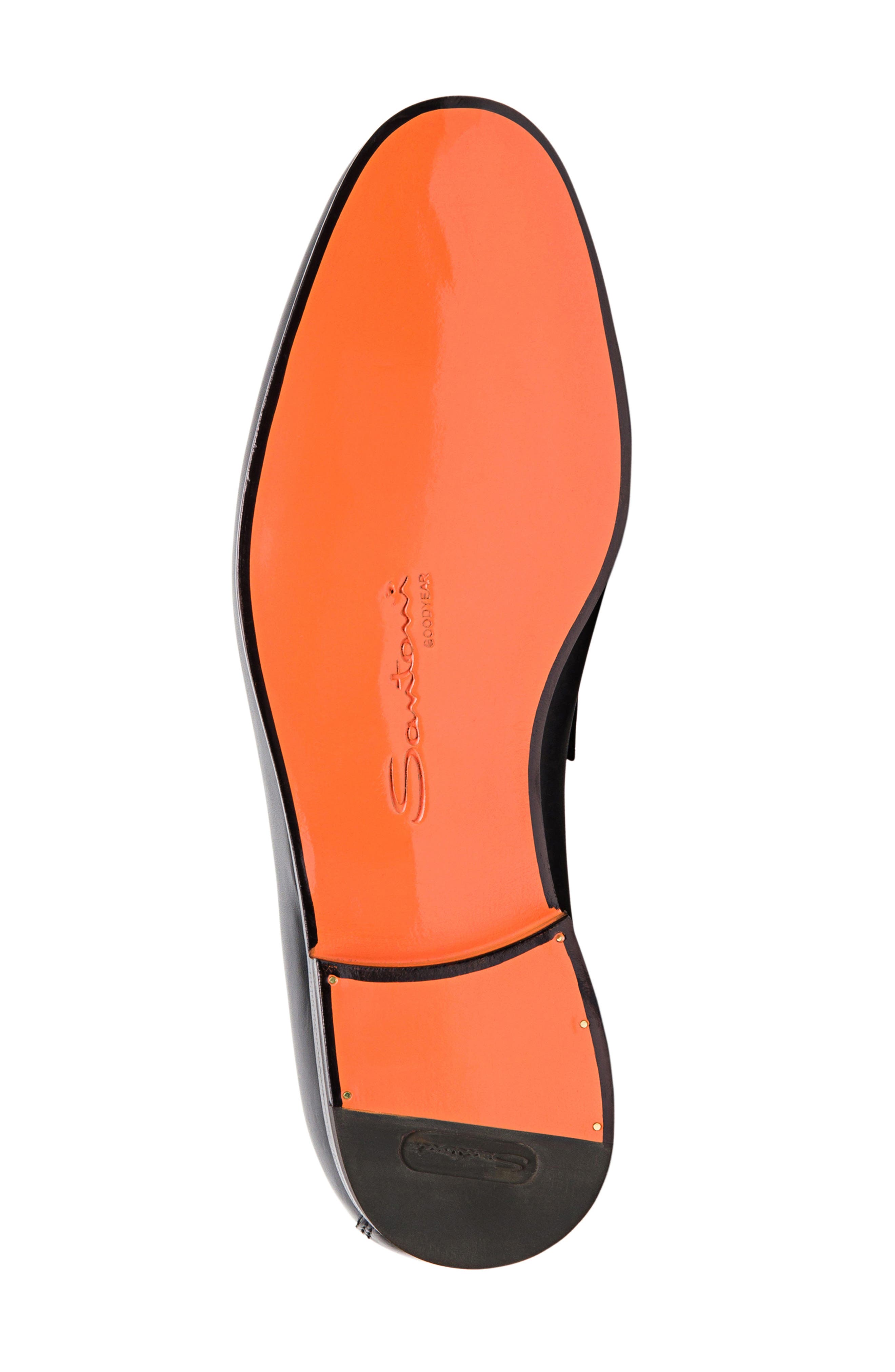 Santoni Door Moc Toe Penny Loafer, Alternate, color, Black