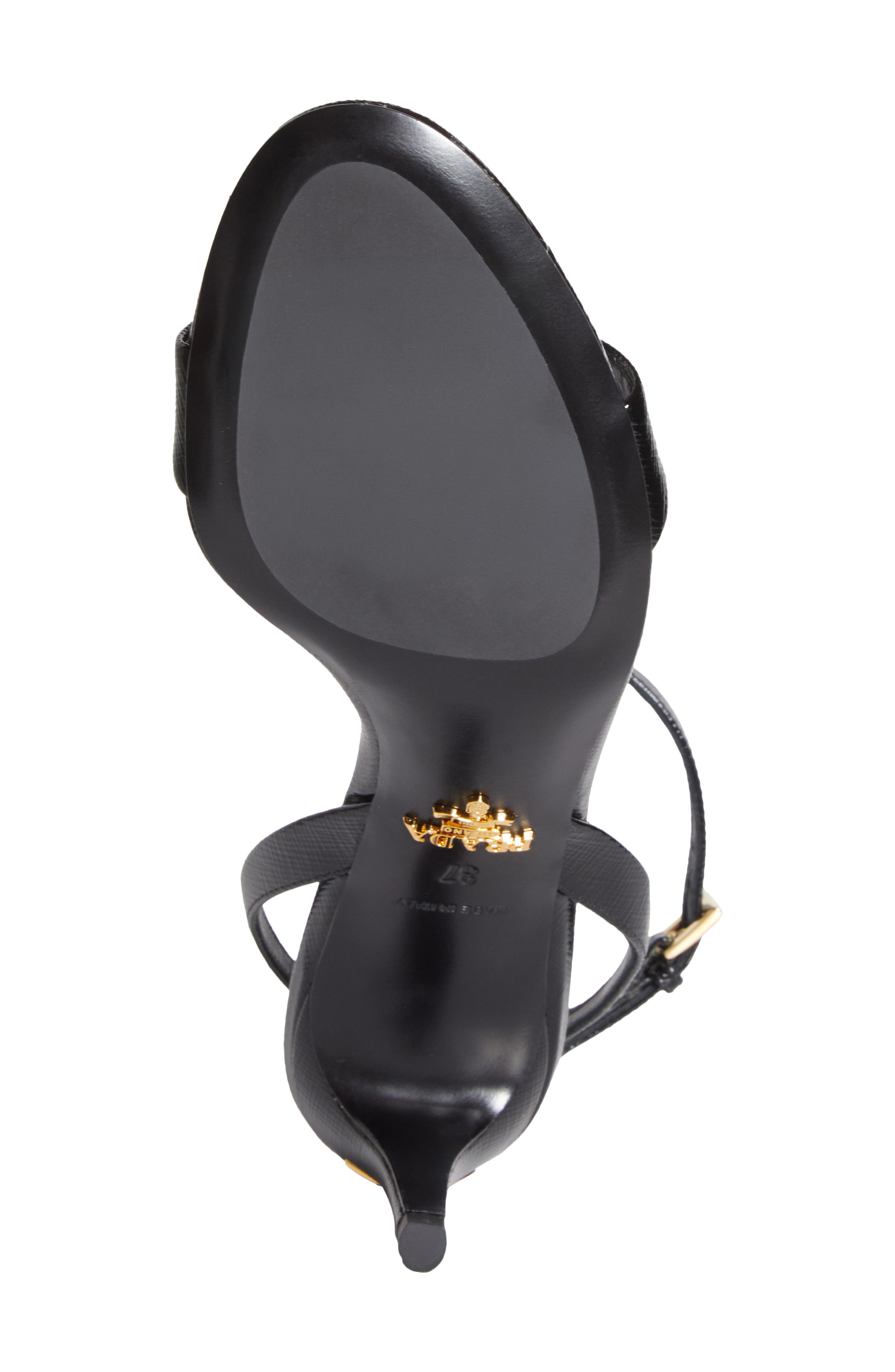 Saffiano Leather Ankle Strap Sandal, Alternate, color, NERO