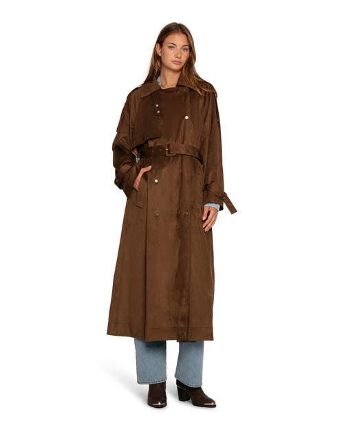 Belle & Bloom Long Lost Lover Soft Maxi Trench in Dark Brown at Nordstrom, Size Medium/large