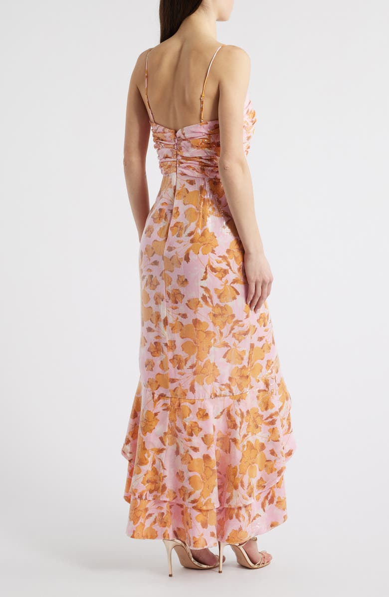 Hutch Ruched Bodice Ruffle Sequin Maxi Dress, Alternate, color, 