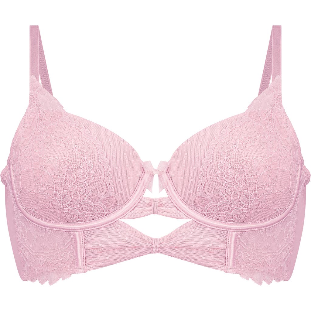 Shop Hunkemoller Hunkemöller Juliette Longline Underwire Bra In Silver Pink