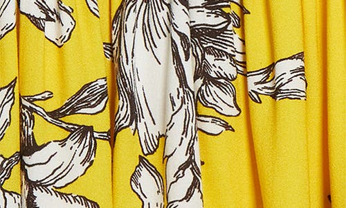 Alice And Olivia Clarissa Deep V Tie Sleeve Mini Dress Blooming Wild Golden Hour In Yellow
