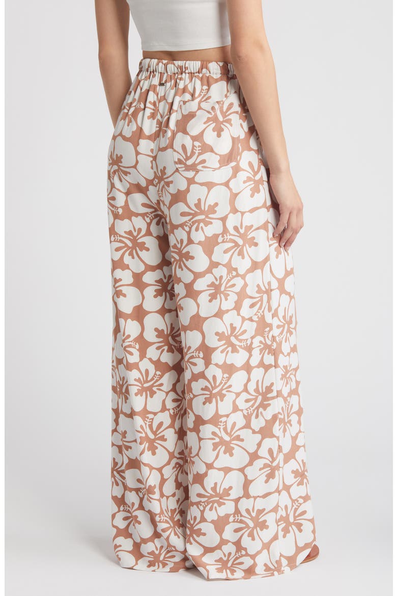 Hibiscus Heat Wide Leg Drawstring Pants, Alternate, color, BROWN
