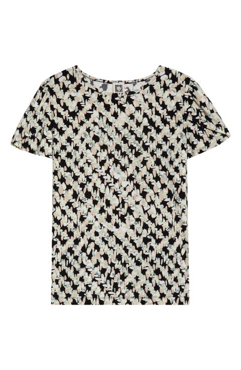 Abstract Print Tulip Sleeve Top (Plus)