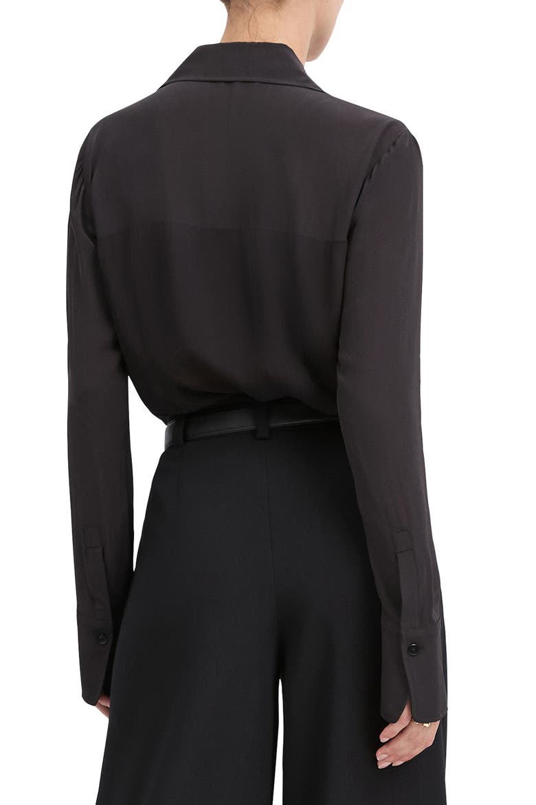 The Sheer Sophistication Button-Up Shirt, Alternate, color, BLACK