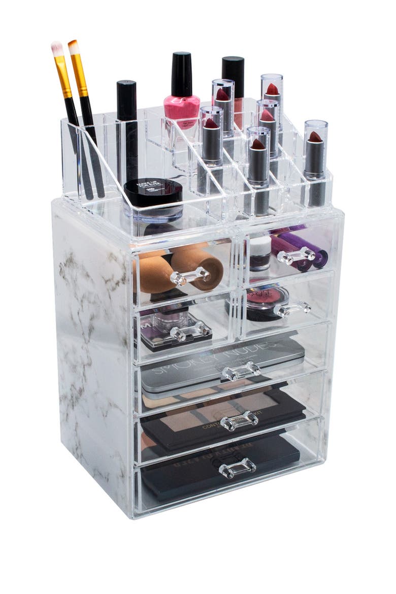 Cosmetic & Makeup Storage Case - Gray Marble, Main, color, GREY MARBLE