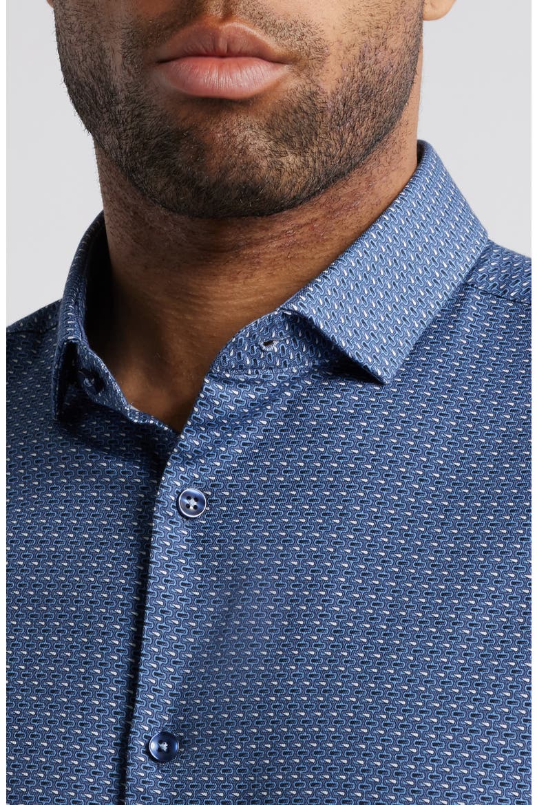 Rectangular Geo Print Button-Up Shirt, Alternate, color, DUSK BLUE