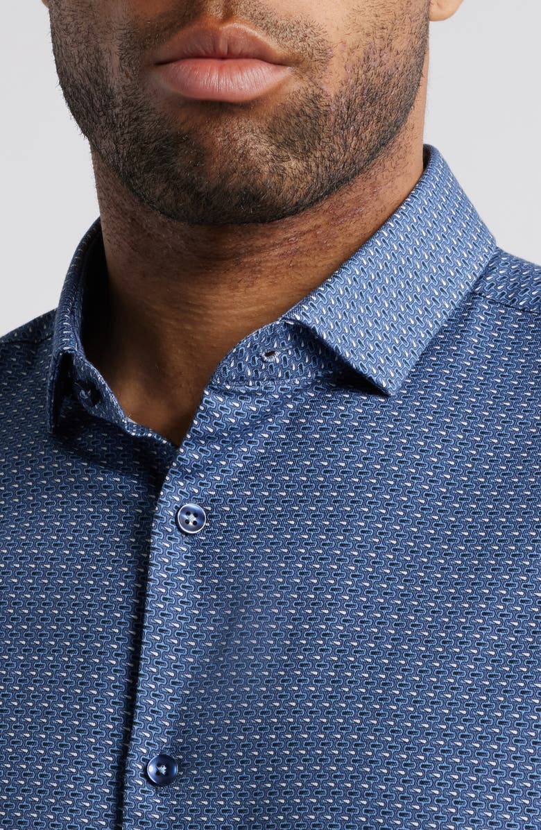 Stone Rose Rectangular Geo Print Button-Up Shirt, Alternate, color, 