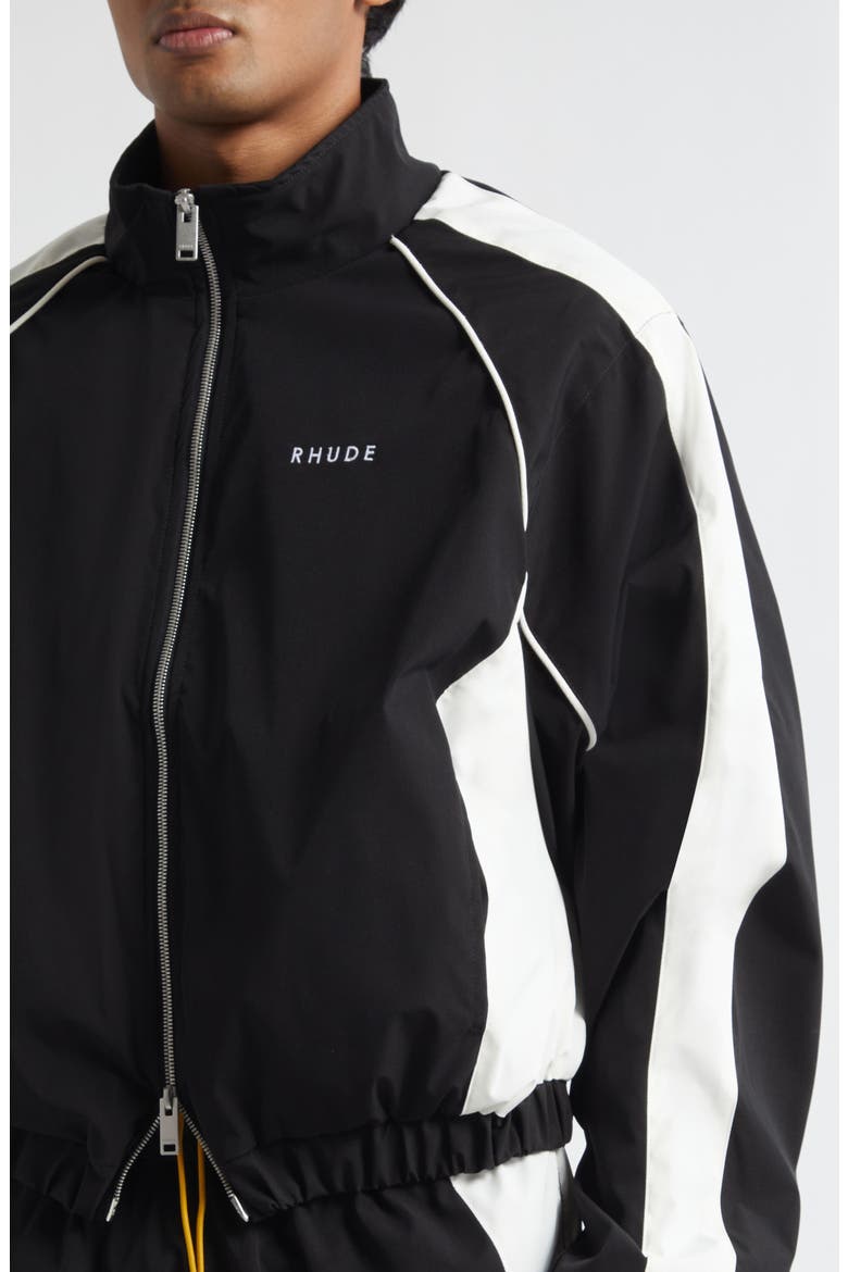 Ramona Piped Track Jacket, Alternate, color, BLACK / WHITE