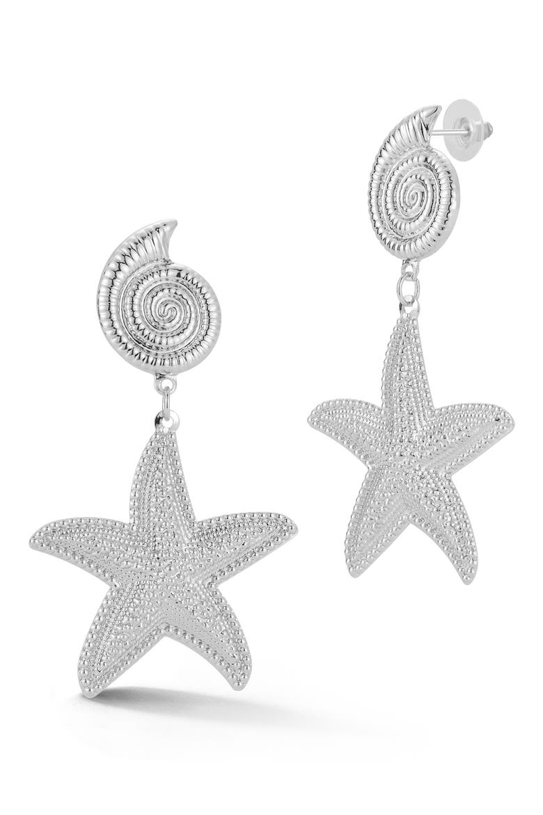 Starfish Drop Earrings, Main, color, SILVER