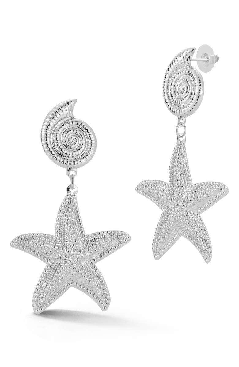 SPHERA MILANO Starfish Drop Earrings, Main, color, Silver