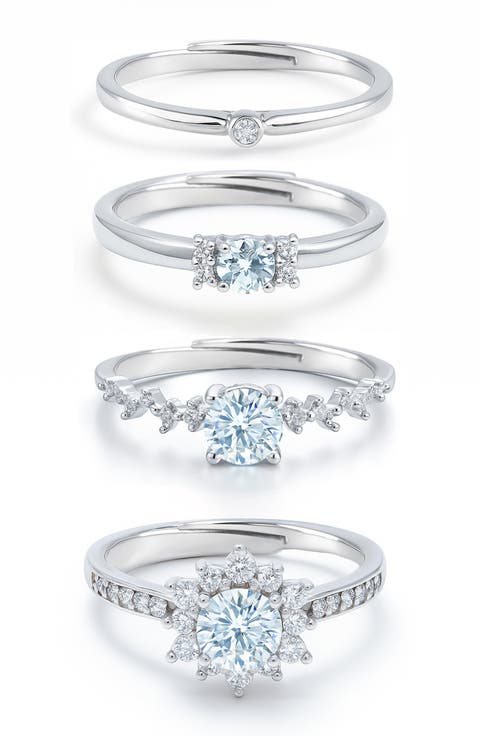 Cubic Zirconia Set of 4 Rings