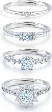 LA MENO Cubic Zirconia Set of 4 Rings