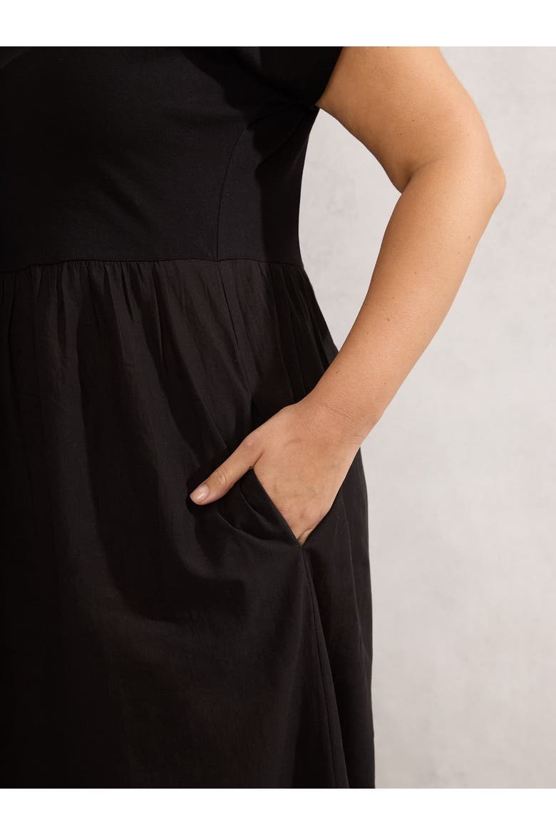 Jersey Woven Mix T-Shirt Dress, Alternate, color, Black
