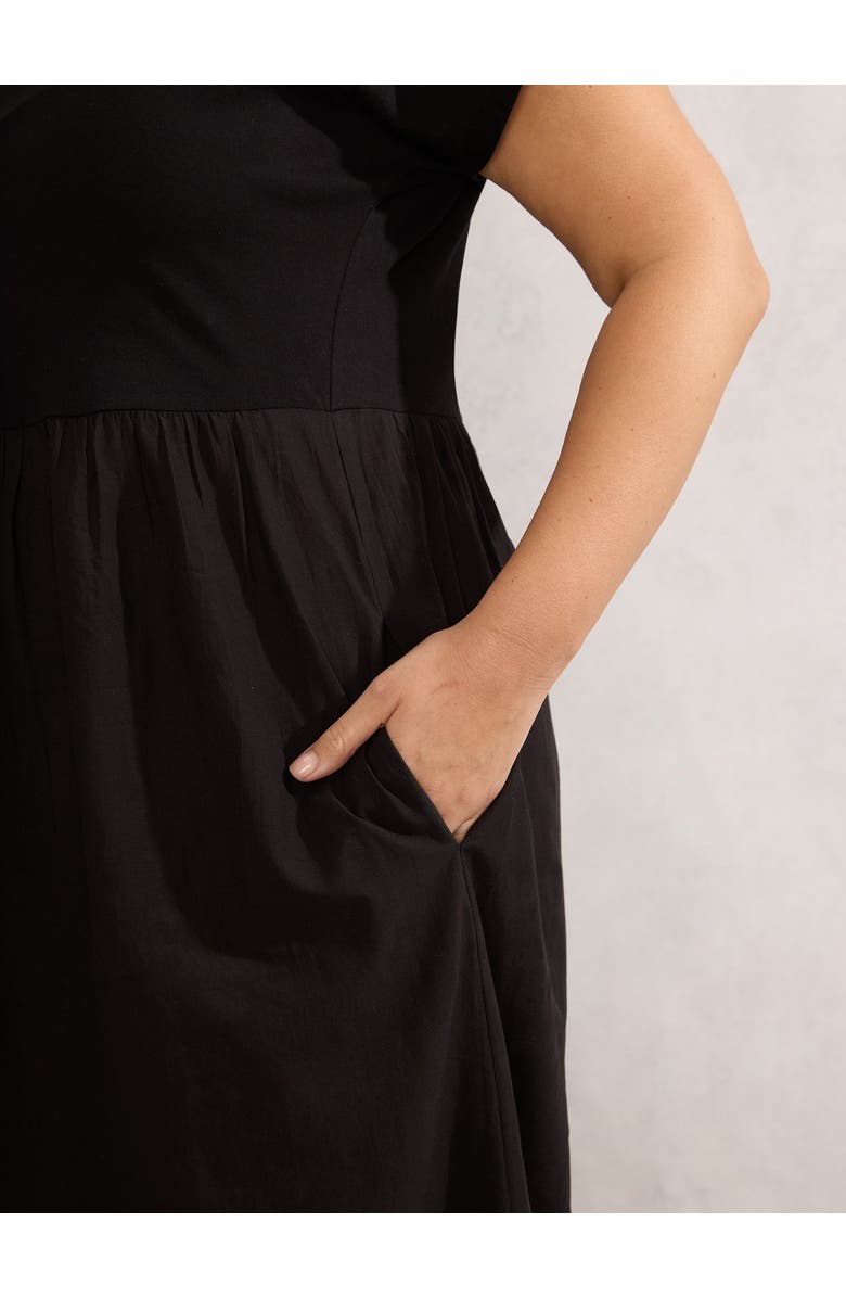 Live Unlimited Jersey Woven Mix T-Shirt Dress, Alternate, color, Black