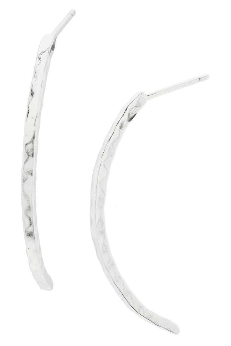 'Taner' Half Hoop Drop Earrings, Main, color, SILVER